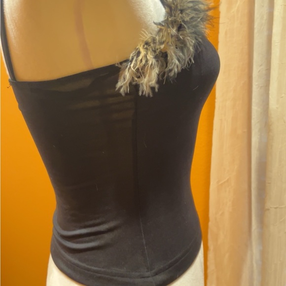 Xoxo | Women’s Black Tank Top Faux Fur Small - Picture 2 of 5